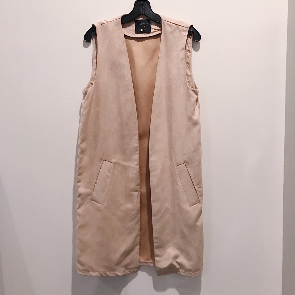 Love Tree Beige Sleeveless Long Vest